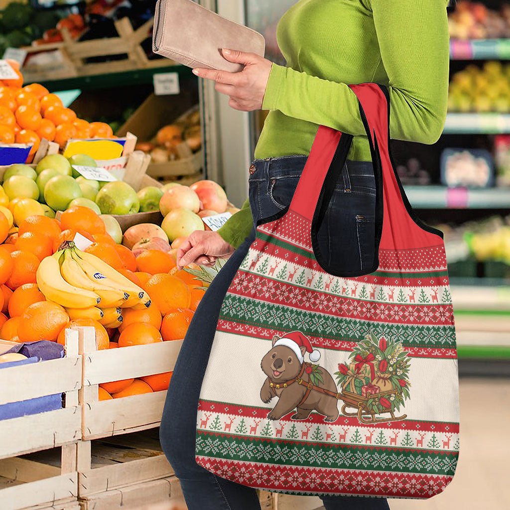 Aussie Wombat Christmas Grocery Bag Festive Knitted Pattern Inspired