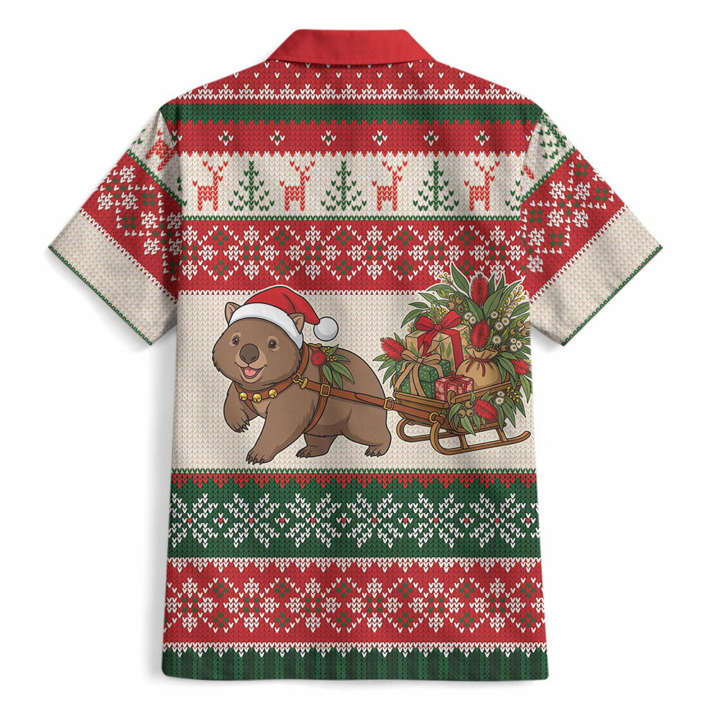 Aussie Wombat Christmas Hawaiian Shirt Festive Knitted Pattern Inspired