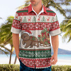 Aussie Wombat Christmas Hawaiian Shirt Festive Knitted Pattern Inspired