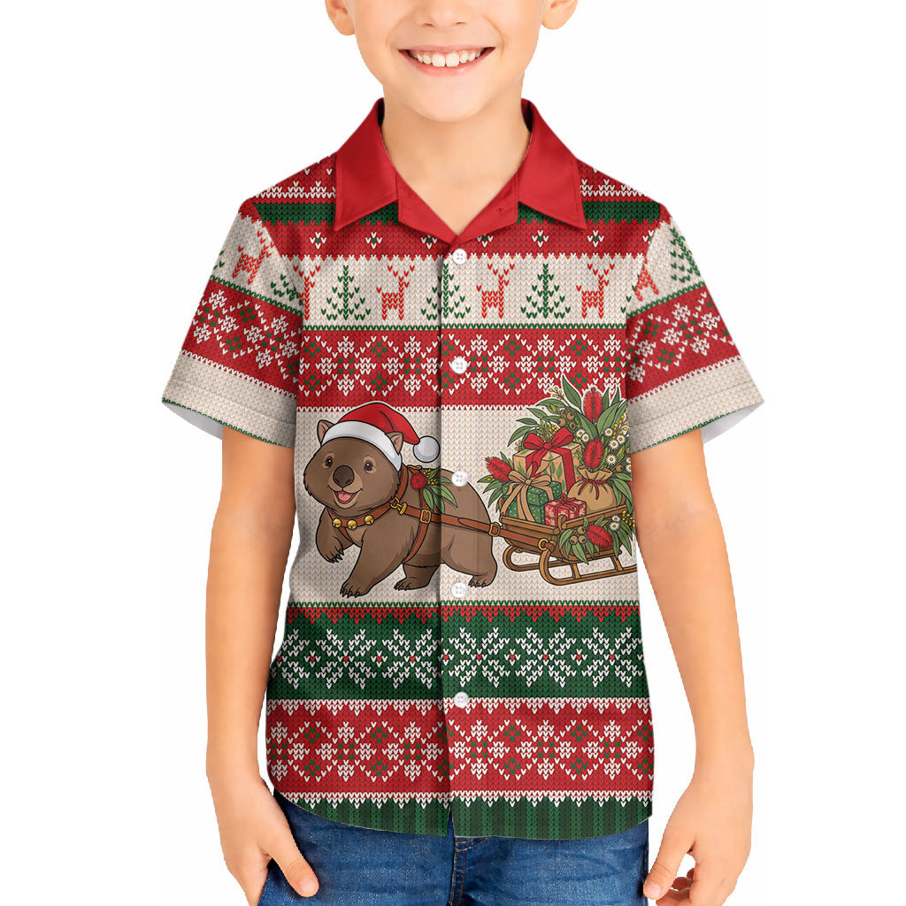 Aussie Wombat Christmas Hawaiian Shirt Festive Knitted Pattern Inspired