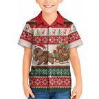 Aussie Wombat Christmas Hawaiian Shirt Festive Knitted Pattern Inspired
