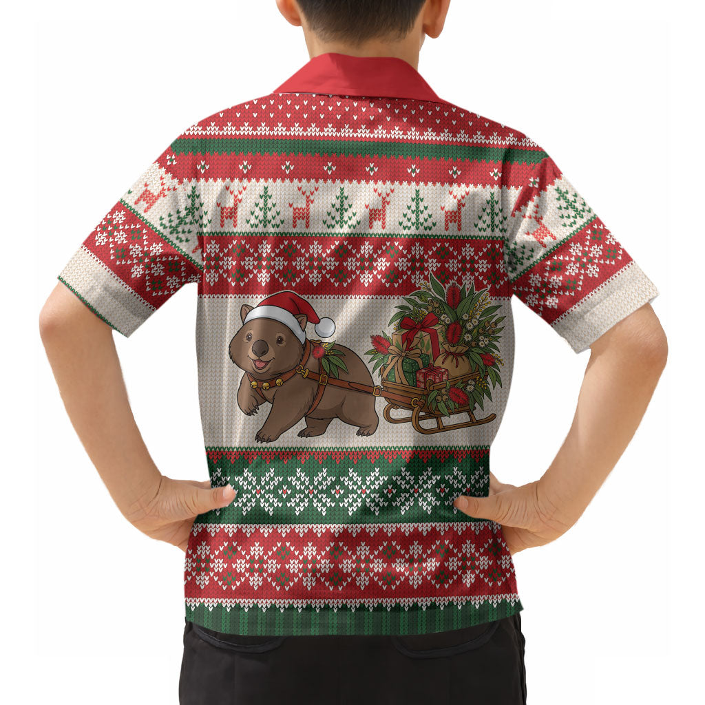 Aussie Wombat Christmas Hawaiian Shirt Festive Knitted Pattern Inspired