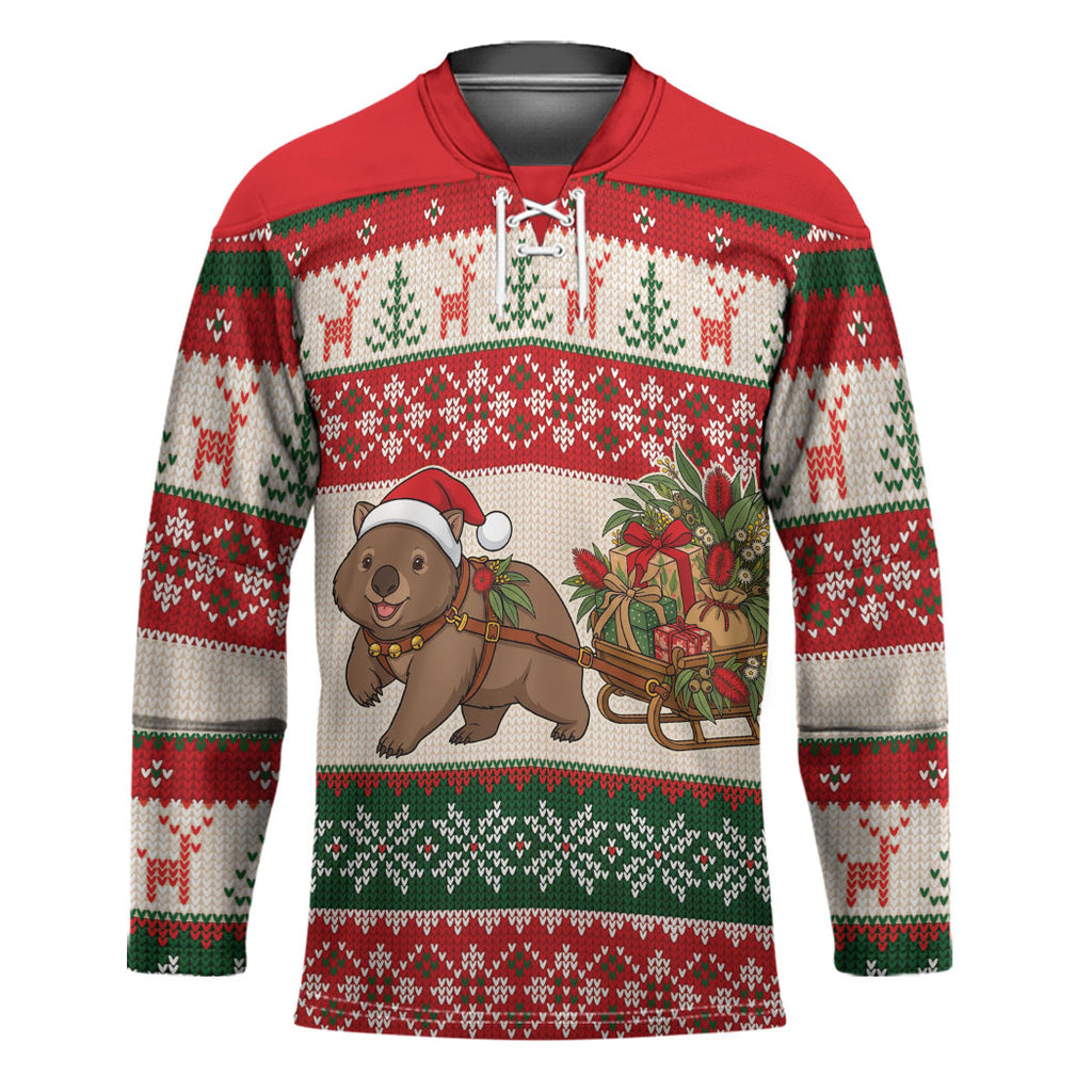 Aussie Wombat Christmas Hockey Jersey Festive Knitted Pattern Inspired