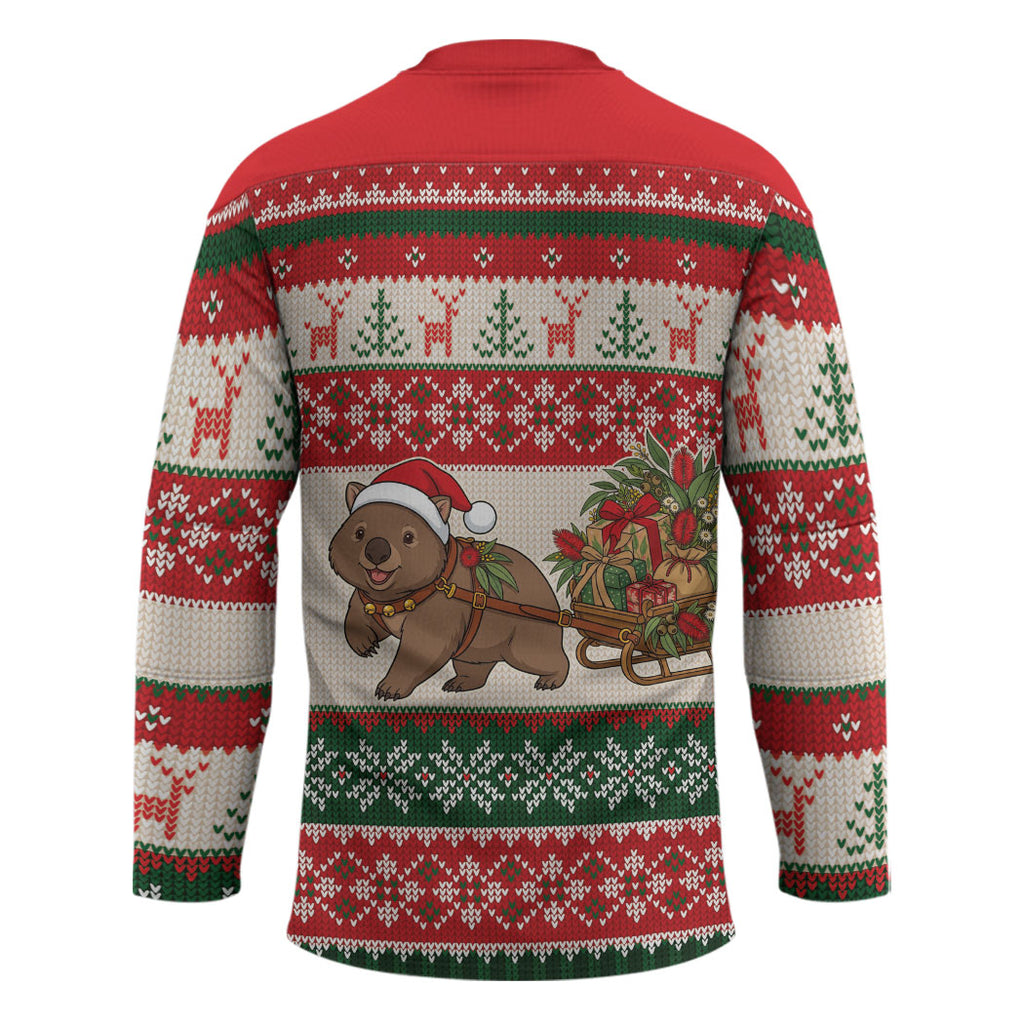 Aussie Wombat Christmas Hockey Jersey Festive Knitted Pattern Inspired