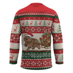 Aussie Wombat Christmas Hockey Jersey Festive Knitted Pattern Inspired