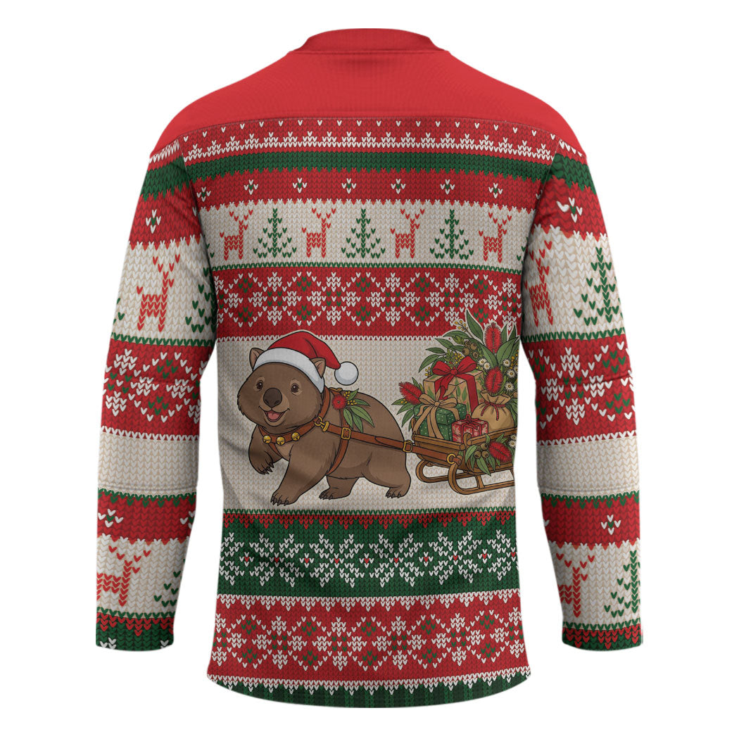 Aussie Wombat Christmas Hockey Jersey Festive Knitted Pattern Inspired