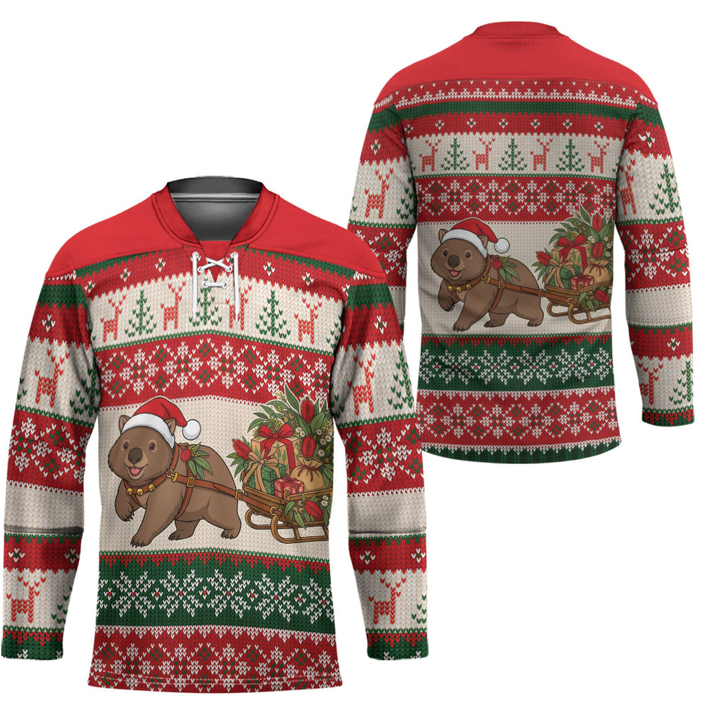 Aussie Wombat Christmas Hockey Jersey Festive Knitted Pattern Inspired