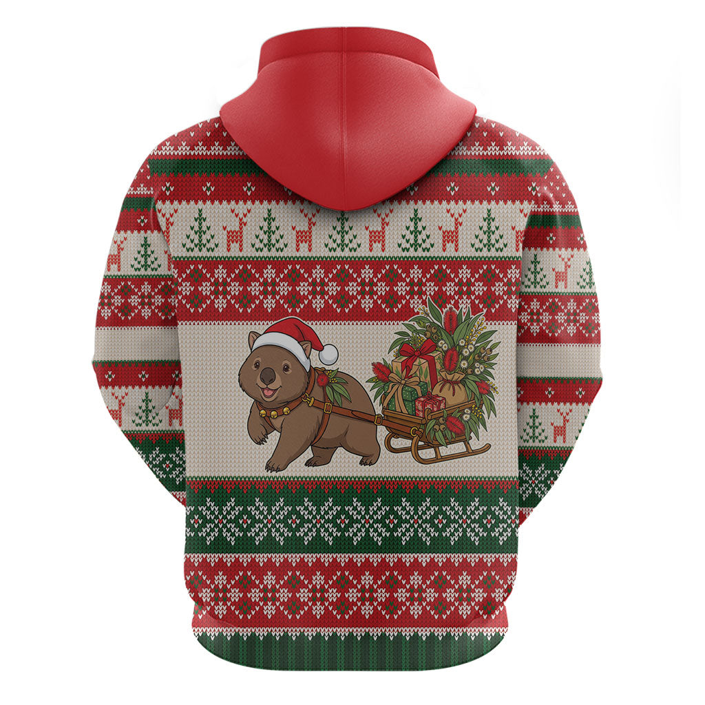 Aussie Wombat Christmas Hoodie Festive Knitted Pattern Inspired