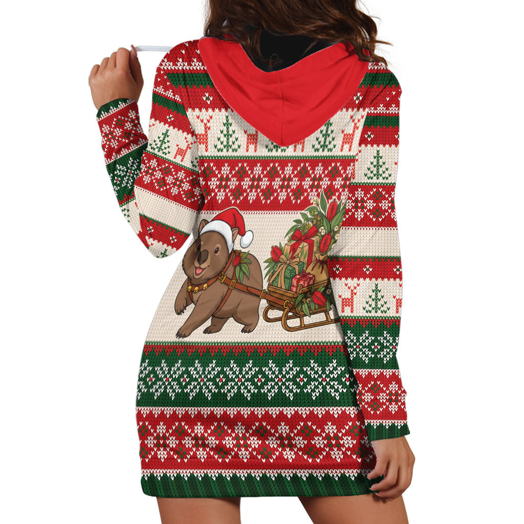 Aussie Wombat Christmas Hoodie Dress Festive Knitted Pattern Inspired