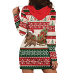 Aussie Wombat Christmas Hoodie Dress Festive Knitted Pattern Inspired