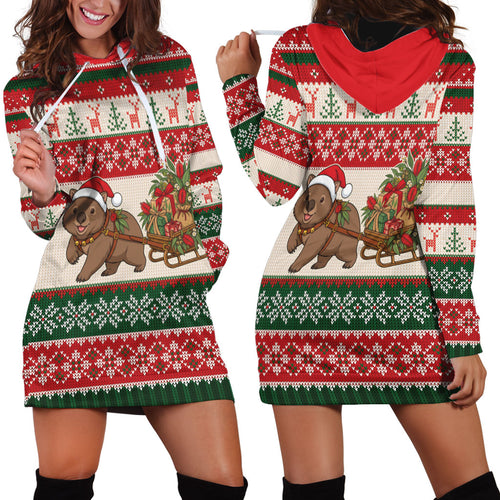 Aussie Wombat Christmas Hoodie Dress Festive Knitted Pattern Inspired