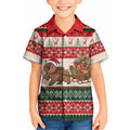 Aussie Wombat Christmas Kid Hawaiian Shirt Festive Knitted Pattern Inspired