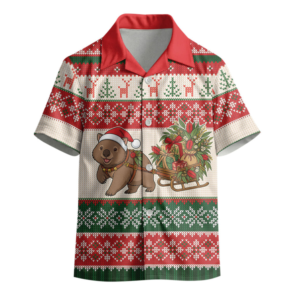 Aussie Wombat Christmas Kid Hawaiian Shirt Festive Knitted Pattern Inspired