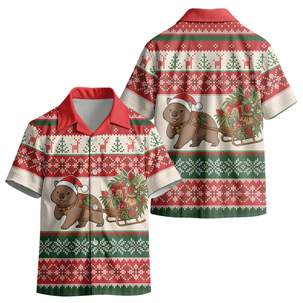Aussie Wombat Christmas Kid Hawaiian Shirt Festive Knitted Pattern Inspired