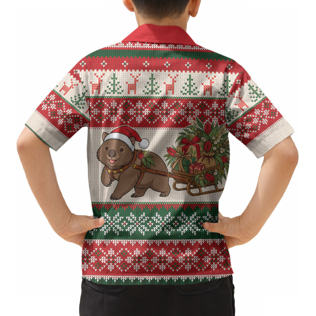 Aussie Wombat Christmas Kid Hawaiian Shirt Festive Knitted Pattern Inspired
