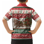 Aussie Wombat Christmas Kid Hawaiian Shirt Festive Knitted Pattern Inspired