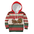 Aussie Wombat Christmas Kid Hoodie Festive Knitted Pattern Inspired