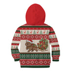 Aussie Wombat Christmas Kid Hoodie Festive Knitted Pattern Inspired