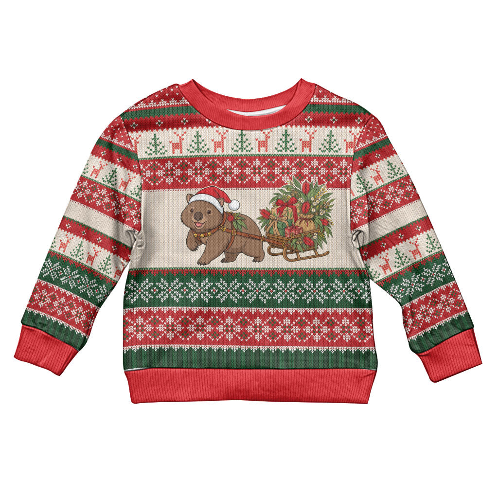 Aussie Wombat Christmas Kid Ugly Christmas Sweater Festive Knitted Pattern Inspired