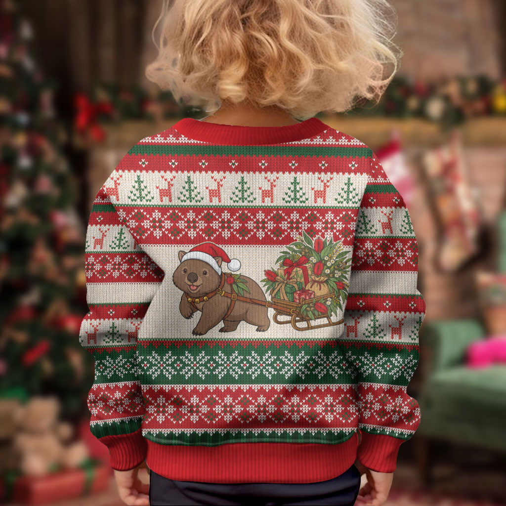 Aussie Wombat Christmas Kid Ugly Christmas Sweater Festive Knitted Pattern Inspired