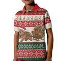 Aussie Wombat Christmas Kid Polo Shirt Festive Knitted Pattern Inspired