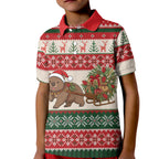 Aussie Wombat Christmas Kid Polo Shirt Festive Knitted Pattern Inspired