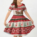 Aussie Wombat Christmas Kid Short Sleeve Dress Festive Knitted Pattern Inspired