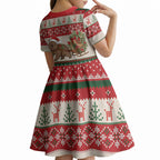 Aussie Wombat Christmas Kid Short Sleeve Dress Festive Knitted Pattern Inspired