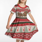 Aussie Wombat Christmas Kid Short Sleeve Dress Festive Knitted Pattern Inspired