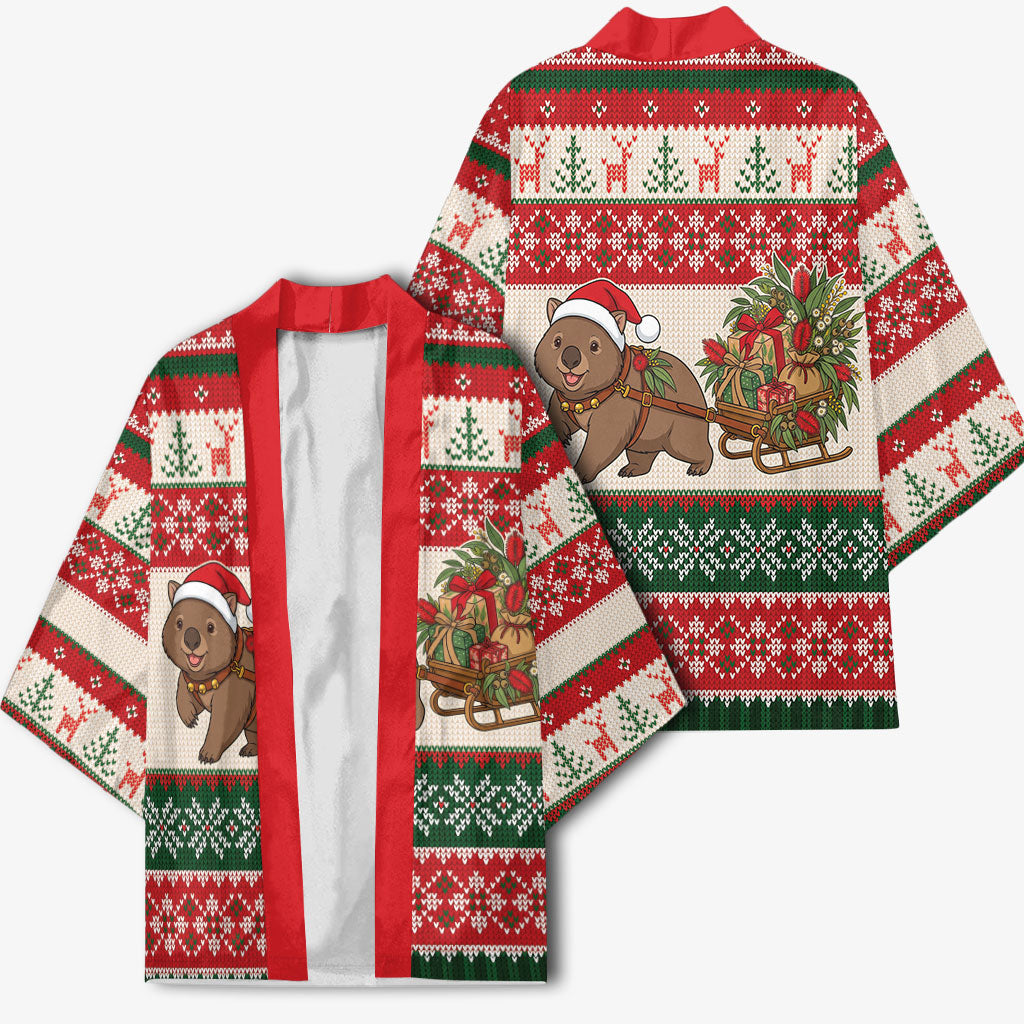 Aussie Wombat Christmas Kimono Festive Knitted Pattern Inspired