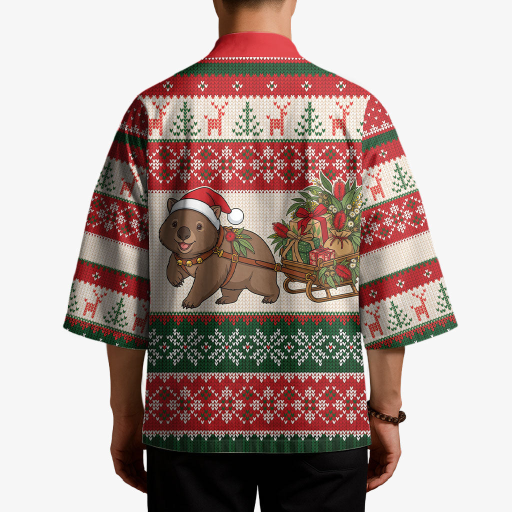 Aussie Wombat Christmas Kimono Festive Knitted Pattern Inspired