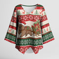 Aussie Wombat Christmas Kimono Sleeve Blouse Festive Knitted Pattern Inspired