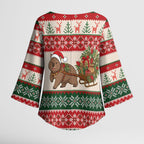 Aussie Wombat Christmas Kimono Sleeve Blouse Festive Knitted Pattern Inspired