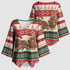 Aussie Wombat Christmas Kimono Sleeve Blouse Festive Knitted Pattern Inspired