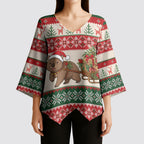 Aussie Wombat Christmas Kimono Sleeve Blouse Festive Knitted Pattern Inspired