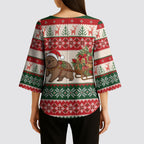 Aussie Wombat Christmas Kimono Sleeve Blouse Festive Knitted Pattern Inspired