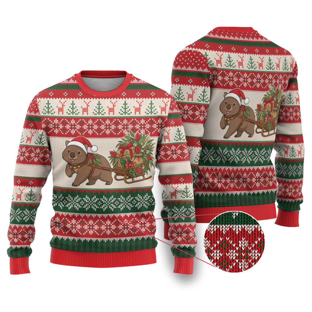 Aussie Wombat Christmas Ugly Christmas Sweater Festive Knitted Pattern Inspired