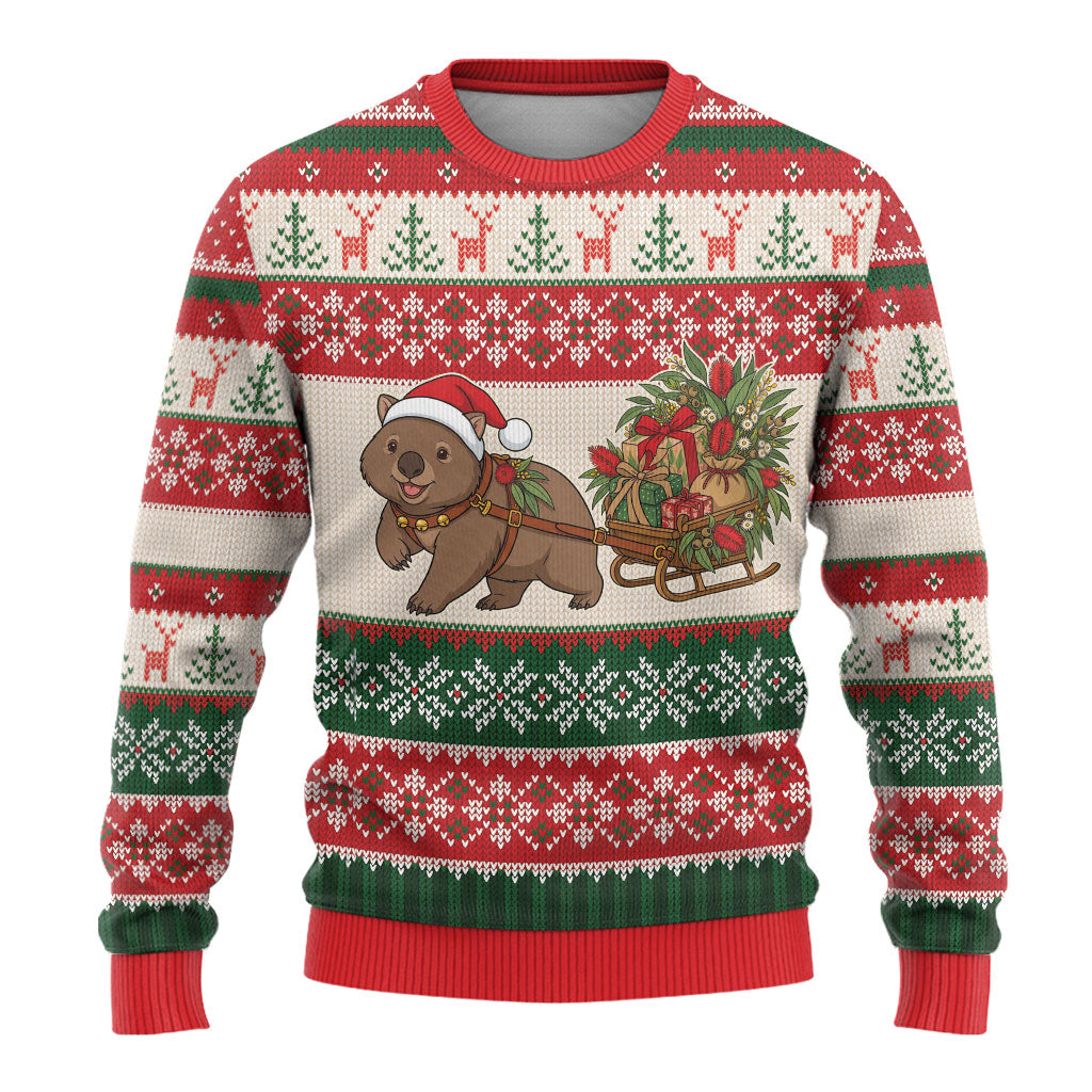 Aussie Wombat Christmas Ugly Christmas Sweater Festive Knitted Pattern Inspired
