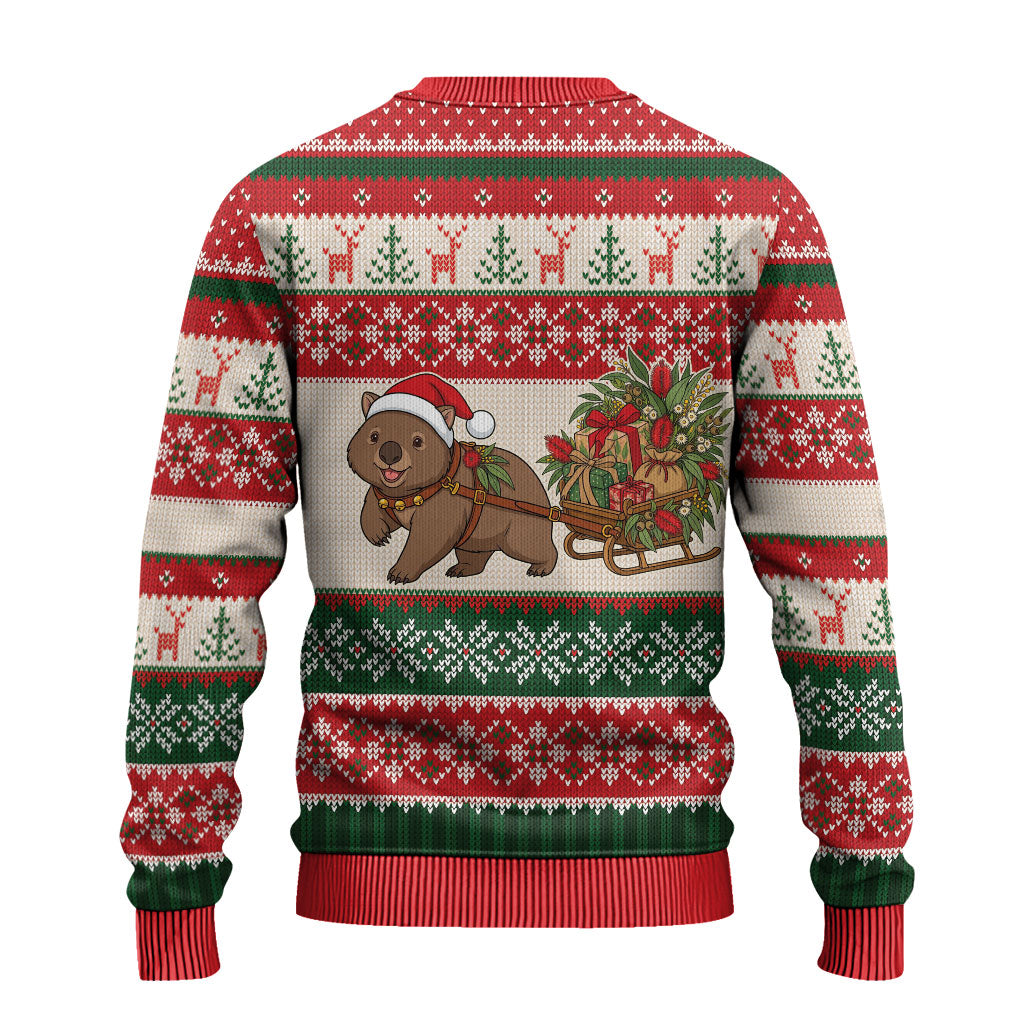 Aussie Wombat Christmas Ugly Christmas Sweater Festive Knitted Pattern Inspired