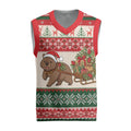 Aussie Wombat Christmas Knitted V-Neck Vest Festive Knitted Pattern Inspired