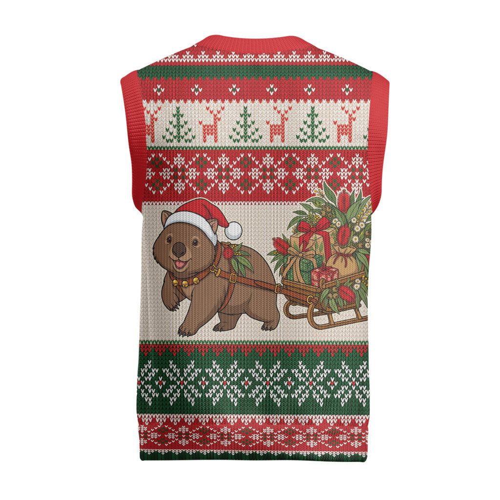 Aussie Wombat Christmas Knitted V-Neck Vest Festive Knitted Pattern Inspired