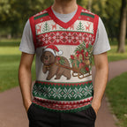 Aussie Wombat Christmas Knitted V-Neck Vest Festive Knitted Pattern Inspired