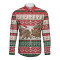Aussie Wombat Christmas Long Sleeve Button Shirt Festive Knitted Pattern Inspired
