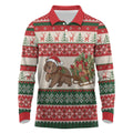 Aussie Wombat Christmas Long Sleeve Polo Shirt Festive Knitted Pattern Inspired