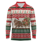 Aussie Wombat Christmas Long Sleeve Polo Shirt Festive Knitted Pattern Inspired