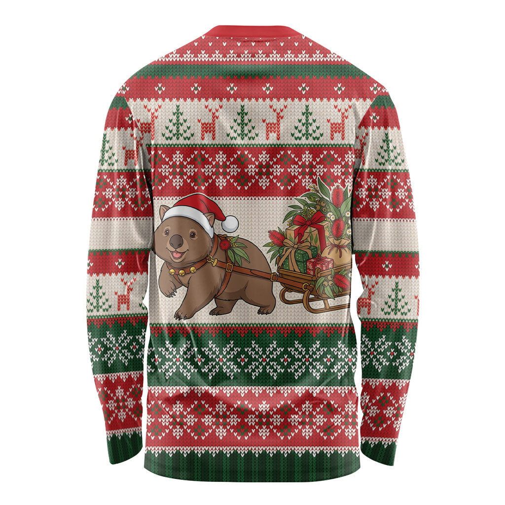 Aussie Wombat Christmas Long Sleeve Shirt Festive Knitted Pattern Inspired