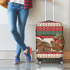 Aussie Wombat Christmas Luggage Cover Festive Knitted Pattern Inspired