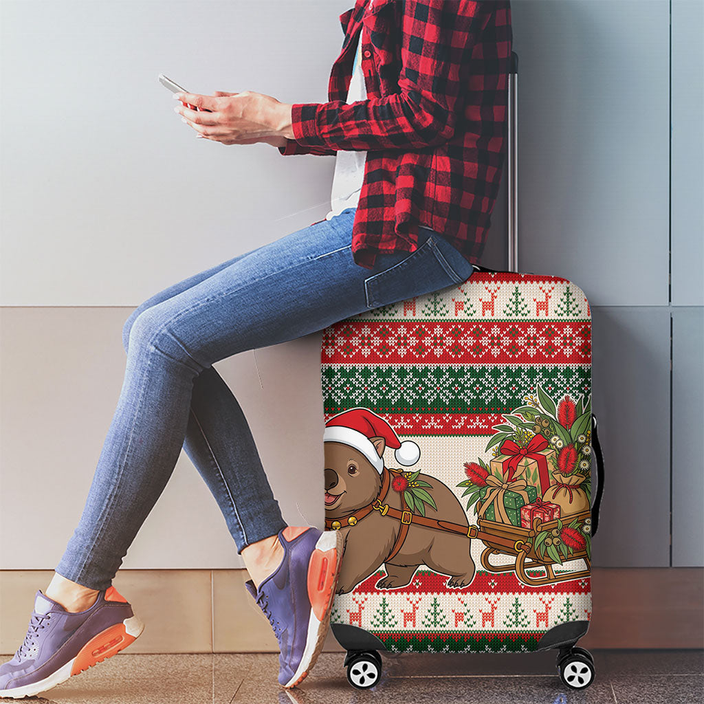 Aussie Wombat Christmas Luggage Cover Festive Knitted Pattern Inspired