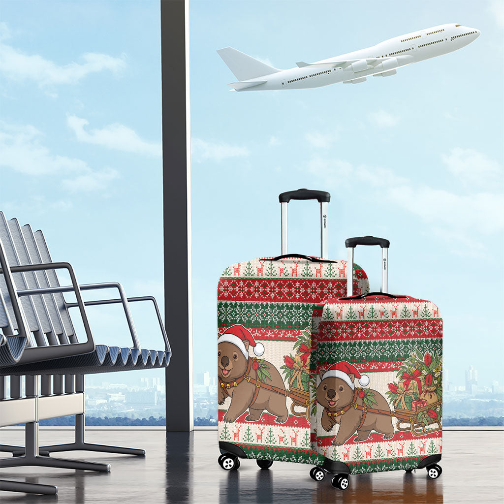 Aussie Wombat Christmas Luggage Cover Festive Knitted Pattern Inspired