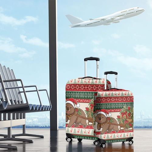 Aussie Wombat Christmas Luggage Cover Festive Knitted Pattern Inspired